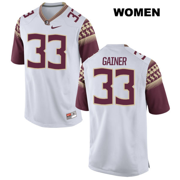Women's NCAA Nike Florida State Seminoles #33 Amari Gainer College White Stitched Authentic Football Jersey XOK5469CT